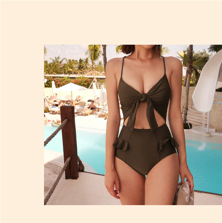 2026 Korean Style Solid Color Sexy Women’s Swimsuit